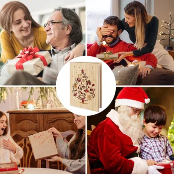 Бамбуковая открытка в виде рождественской елки с конвертом, деревянная Рождественская открытка с декором, 1 упаковка | 6 дюймов в длину и 4,3 дюйма в ширину 1