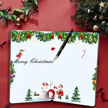 Бамбуковая открытка в виде рождественской елки с конвертом, деревянная Рождественская открытка с декором, 1 упаковка | 6 дюймов в длину и 4,3 дюйма в ширину 4
