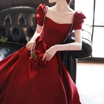 Бордовый Женский Ципао Чонсам, вечернее платье принцессы в стиле Ретро, Классическое Элегантное Сексуальное Вечернее платье с бантом на спине. 1
