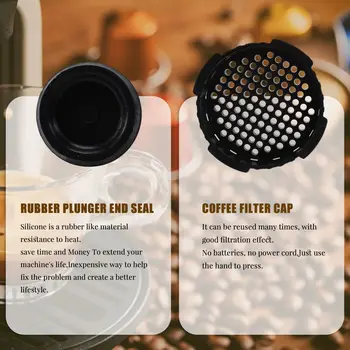 Бумажный колпачок для кофейного фильтра и уплотнительная прокладка на конце поршня Комплекты запасных частей, подходящие для кофеварки Aeropress и эспрессо 3