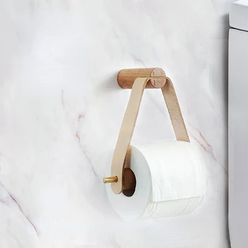 Вертикальный держатель салфеток для кухни, деревянный держатель рулона обоев, креативный скандинавский держатель салфеток для ванной комнаты из перфорированной искусственной кожи 0