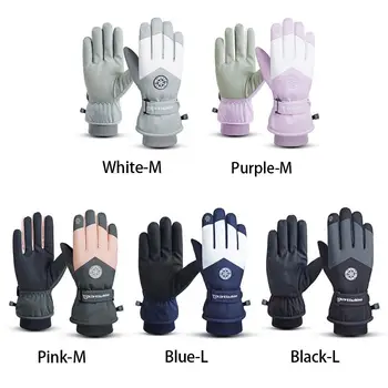 Водонепроницаемые зимние флисовые мотоциклетные велосипедные перчатки для снега, Лыжные перчатки, перчатки для верховой езды, искусственная кожа 4