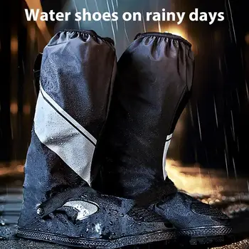 Водонепроницаемые Износостойкие непромокаемые бахилы с высокими трубками, Непромокаемые бахилы для защиты от дождя, Мотоциклетные непромокаемые уличные чехлы для ботинок от дождя 1