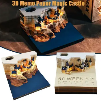 Волшебный Замок 3D Блокнот 2024 Календарь Блокнот Для Заметок Блок Заметок Hary Design Бумага Для Заметок Канцелярские Принадлежности Подарок Новизны Со Светом