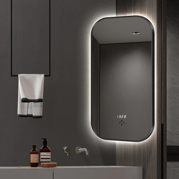Вращающееся зеркало в ванной, интеллектуальное светодиодное светящееся зеркало, выдвижное угловое зеркало в ванной, складной небольшой блок feng shui mir 1