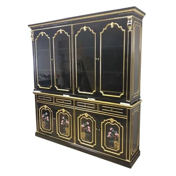 Высококачественный Классический стиль французского барокко, Роскошный дизайн, антикварная резьба по дереву, Черный с золотом Офисный письменный стол 4