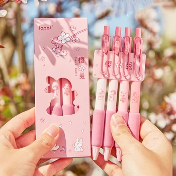Гелевые ручки Sakura, набор ручек-роллеров Romantic Cherry Blossoms Gen Ink, милые креативные ручки для письма черными чернилами 0,5 мм, 4 шт.