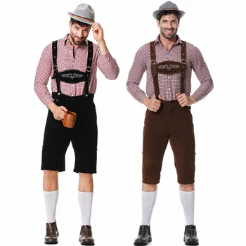 Германия Мюнхен, Традиционная одежда для Карнавала на Октоберфест, Клетчатая рубашка, Подтяжки с вышивкой И Шляпа, костюм