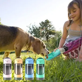 Герметичная бутылка для воды для собак Практичная Масштабируемая пластиковая поилка для кошек С фильтром Дозатор воды для щенков на открытом воздухе 2