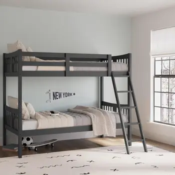 Двухъярусная кровать Caribou Twin-over-Twin (серая) – сертифицирована GREENGUARD Gold, раскладывается в 2 отдельные односпальные кровати