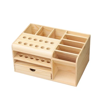 Деревянный ящик для хранения с несколькими отделениями Подходит для сортировки мелочей на рабочем столе мобильного телефона, инструментов для хранения