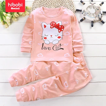 детская одежда hibobi из 2 предметов, комплект детского нижнего белья, осенняя одежда для маленьких девочек, пижамы с длинными штанами, домашняя одежда 0