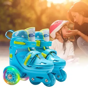 Детские коньки, высокоэластичные роликовые коньки из полиуретана для 28 лет, Детская обувь для катания на коньках, Регулируемый размер для мужчин и женщин 1