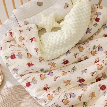 Детское полотенце, впитывающее хлопок, Пеленает новорожденного, обертывает одеялом, покрывалом для коляски, покрывалом для младенцев 3