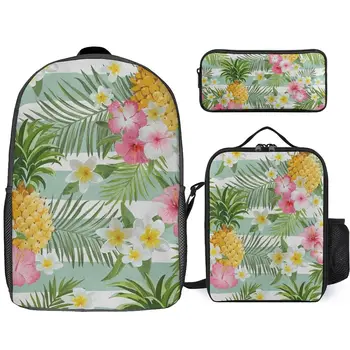 Дизайн в виде листьев гибискуса, пальмовых листьев, молодежный блокнот, сумка большой емкости на молнии, сумка-мессенджер с принтом тропических растений, студенческий пенал 1