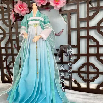 Длинное платье 1/6 масштаба, женский китайский наряд Hanfu, древняя женская одежда, 30-сантиметровая кукольная модель, облегающая фигурку солдата, игрушки для тела 2