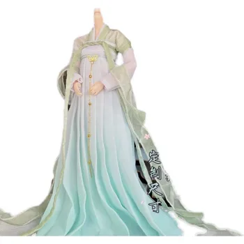 Длинное платье 1/6 масштаба, женский китайский наряд Hanfu, древняя женская одежда, 30-сантиметровая кукольная модель, облегающая фигурку солдата, игрушки для тела 3
