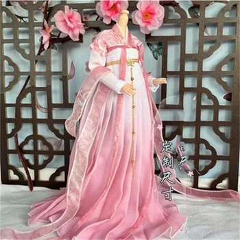 Длинное платье 1/6 масштаба, женский китайский наряд Hanfu, древняя женская одежда, 30-сантиметровая кукольная модель, облегающая фигурку солдата, игрушки для тела 5