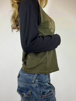 Женская футболка Fairy Grunge, топы с круглым вырезом и длинными рукавами, эстетичная рубашка, футболки в стиле гранж 90-х, женские осенние топы с принтом в виде сердца, уличная одежда 1