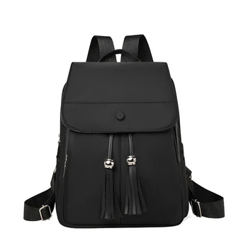 Женские рюкзаки с кисточками, Модный женский черный рюкзак, Женская дорожная сумка большой емкости, новая повседневная студенческая школьная сумка для дам 3