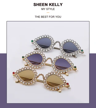 Женские солнцезащитные очки в стиле ретро с бриллиантами 