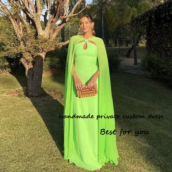 Зеленые вечерние платья русалки с накидкой Длинное вечернее платье для выпускного вечера в Саудовской Аравии длиной до пола
