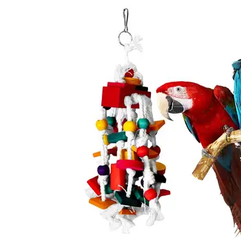 Игрушки для жевания птиц Для попугаев, разноцветные натуральные деревянные кубики, игрушка для обогащения, Разноцветная натуральная экологичная игрушка для обогащения 0