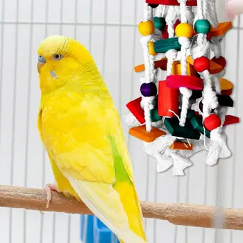 Игрушки для жевания птиц Для попугаев, разноцветные натуральные деревянные кубики, игрушка для обогащения, Разноцветная натуральная экологичная игрушка для обогащения 4
