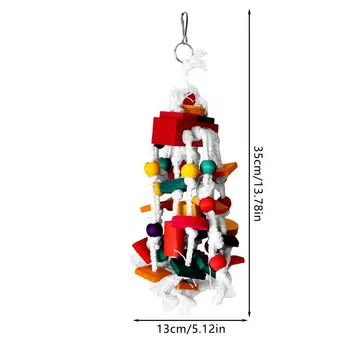 Игрушки для жевания птиц Для попугаев, разноцветные натуральные деревянные кубики, игрушка для обогащения, Разноцветная натуральная экологичная игрушка для обогащения 5