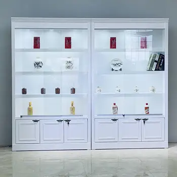Индивидуальный белый витринный шкаф Косметика обувь сумки продукты Высокий шкаф Стеклянный витринный шкаф со светлой витриной