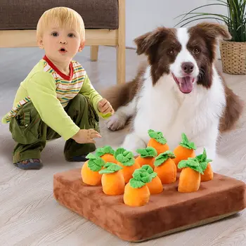 Интерактивные игрушки для собак, морковный коврик для собак, плюшевые игрушки-головоломки 2 в 1, кормление из носа, игры для снятия стресса у домашних животных 3