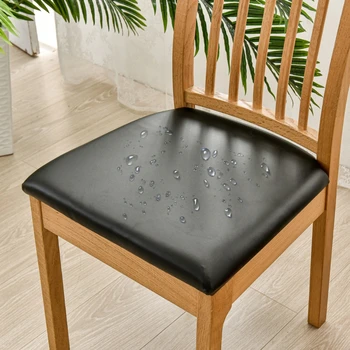 Квадратный чехол для подушки для стула из искусственной кожи, водонепроницаемые чехлы для кухонных обеденных сидений, Съемные чехлы для подушек для стульев для столовой 3