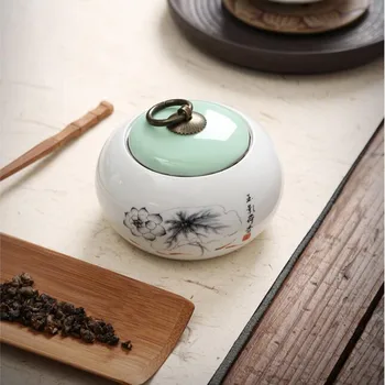 Керамика в современном стиле, Маленькая чайная подставка, китайская коробка для хранения всех видов чая, канистра из грубой керамики, контейнер для чая Пуэр 1