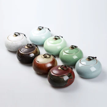Керамика в современном стиле, Маленькая чайная подставка, китайская коробка для хранения всех видов чая, канистра из грубой керамики, контейнер для чая Пуэр 2