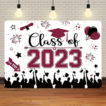 Класс 2023 года Мы сделали это Выпускной Тема Прощальной вечеринки Баннер Фон Декорация для церемонии Фотосъемка Крышка