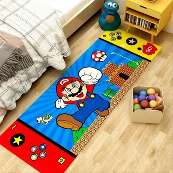 Коврики Super Mario для пола в спальне, гостиной, Длинный прикроватный коврик, Мягкий Моющийся ковер, коврик для входа на балкон 0