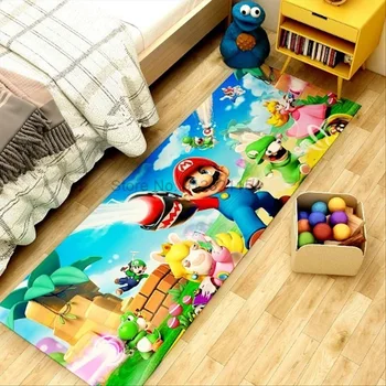 Коврики Super Mario для пола в спальне, гостиной, Длинный прикроватный коврик, Мягкий Моющийся ковер, коврик для входа на балкон 1