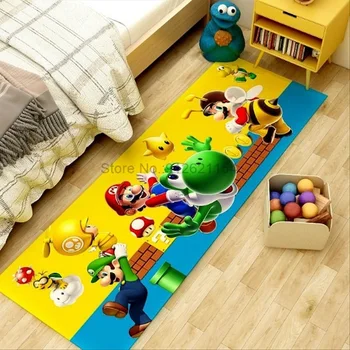 Коврики Super Mario для пола в спальне, гостиной, Длинный прикроватный коврик, Мягкий Моющийся ковер, коврик для входа на балкон 4
