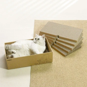 Когтеточки для кошек из гофрированного картона 5 в 1, Шлифовальные когти Делают Шлифовальные когти более интересной коробкой 4