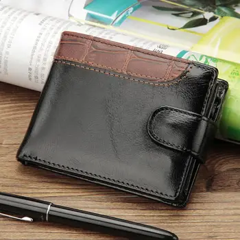 Кожаный бумажник, мужской Модный Повседневный Двойной кошелек для мужчин, искусственный кошелек для мужчин 1
