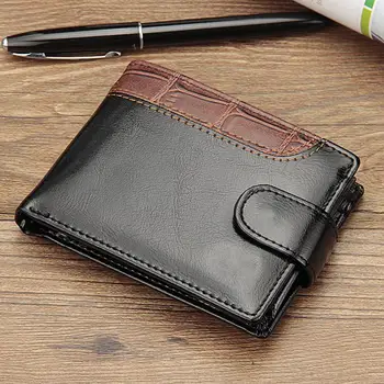 Кожаный бумажник, мужской Модный Повседневный Двойной кошелек для мужчин, искусственный кошелек для мужчин 3