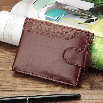Кожаный бумажник, мужской Модный Повседневный Двойной кошелек для мужчин, искусственный кошелек для мужчин 4