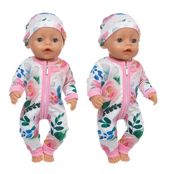 Комбинезон с цветочным рисунком для куклы, одежда для куклы длиной 17 дюймов 43 см, костюм для новорожденного, подарок на День рождения ребенка