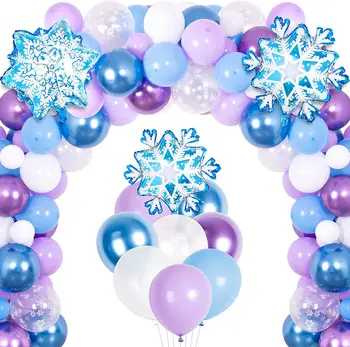 Комплект арки с гирляндой из воздушных шаров в виде снежинок 95 шт. для Зимней Страны чудес, праздника Рождества, Душа ребенка, Дня рождения Снежной принцессы, декора для вечеринки
