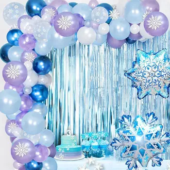 Комплект арки с гирляндой из воздушных шаров в виде снежинок 95 шт. для Зимней Страны чудес, праздника Рождества, Душа ребенка, Дня рождения Снежной принцессы, декора для вечеринки 2