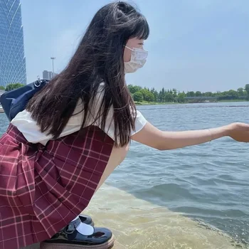 Комплект школьной одежды Японский Костюм Сейфуку Моряка Униформа Плиссированная Студенческая Клетчатая одежда 2022 года для девочек