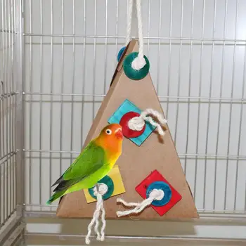 Кормовые игрушки для попугаев Игрушки для укусов птиц Треугольные Красочные Аксессуары для клеток для попугаев волнистых попугайчиков и попугаек-попугайчиков 1
