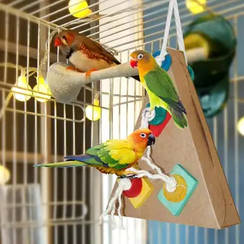 Кормовые игрушки для попугаев Игрушки для укусов птиц Треугольные Красочные Аксессуары для клеток для попугаев волнистых попугайчиков и попугаек-попугайчиков 3