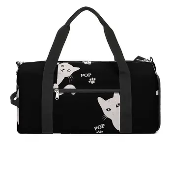 Кошка, подглядывающая за вами, спортивная сумка для спортзала, забавные хлопающие спортивные сумки для дрессировки кошек, мужская дизайнерская новинка большой емкости, сумка для фитнеса, сумки для выходных