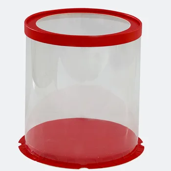 Красная Круглая Прозрачная Коробка для упаковки торта Цилиндрическая Принадлежности для Свадебной Рождественской вечеринки Коробка для кондитерских изделий 5 комплектов 5